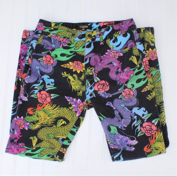 dragon print mom jeans